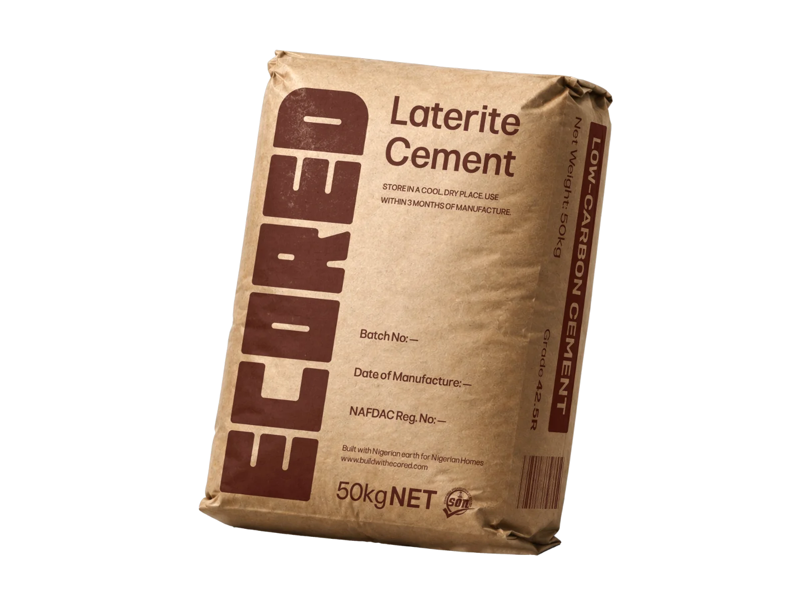 A 50kg Ecored laterite cement bag