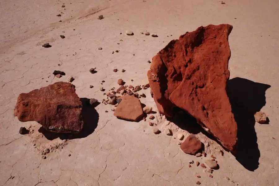 Fragments of laterite rock at a quarry face